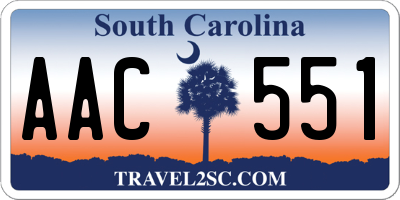SC license plate AAC551