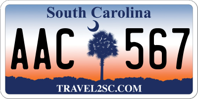 SC license plate AAC567