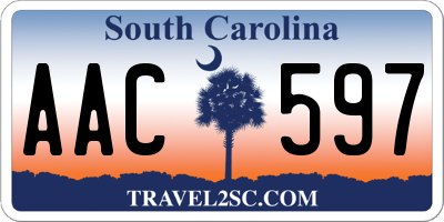 SC license plate AAC597