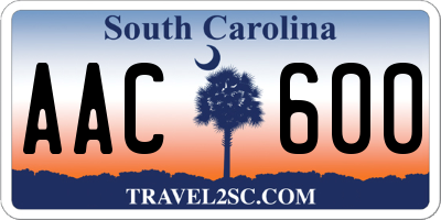 SC license plate AAC600