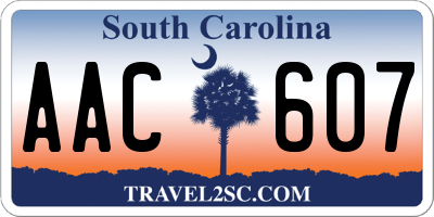 SC license plate AAC607