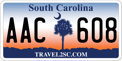 SC license plate AAC608