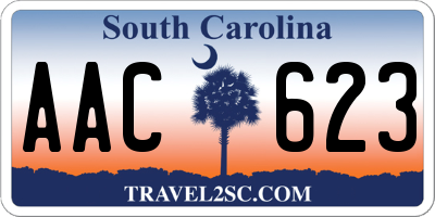 SC license plate AAC623