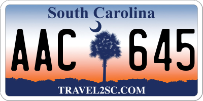 SC license plate AAC645