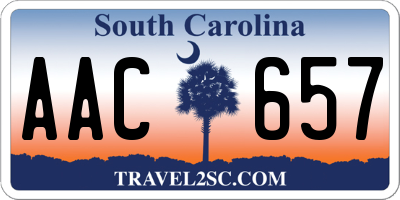 SC license plate AAC657