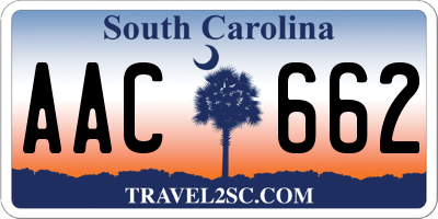 SC license plate AAC662