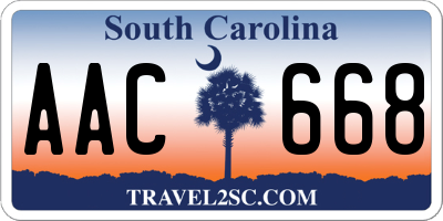 SC license plate AAC668