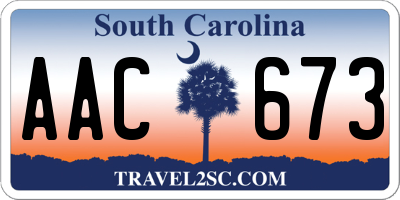 SC license plate AAC673