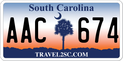 SC license plate AAC674