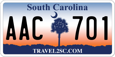 SC license plate AAC701