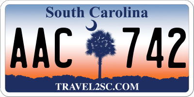 SC license plate AAC742