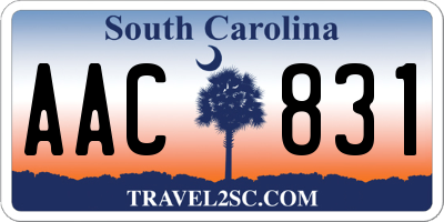 SC license plate AAC831