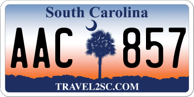 SC license plate AAC857