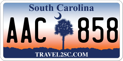 SC license plate AAC858