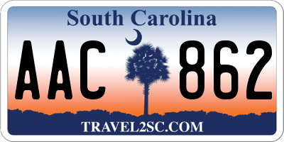 SC license plate AAC862