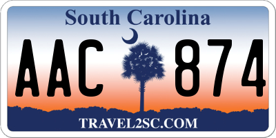 SC license plate AAC874