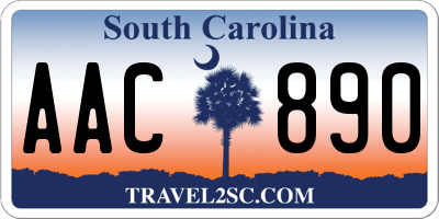 SC license plate AAC890