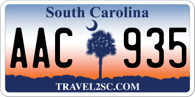 SC license plate AAC935