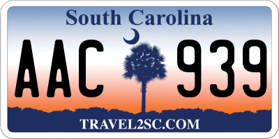 SC license plate AAC939