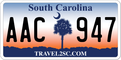 SC license plate AAC947