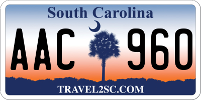 SC license plate AAC960