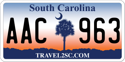 SC license plate AAC963