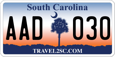 SC license plate AAD030