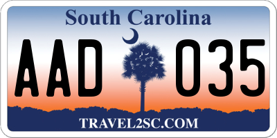 SC license plate AAD035