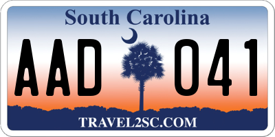 SC license plate AAD041