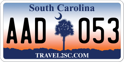 SC license plate AAD053