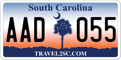 SC license plate AAD055