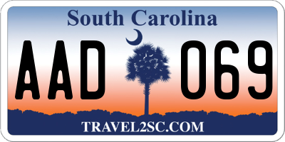 SC license plate AAD069