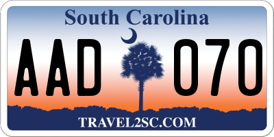 SC license plate AAD070