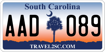 SC license plate AAD089