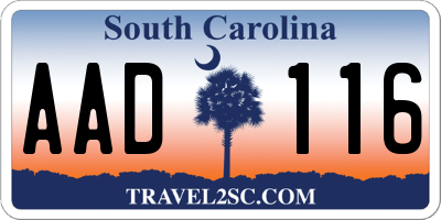 SC license plate AAD116