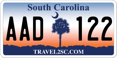 SC license plate AAD122