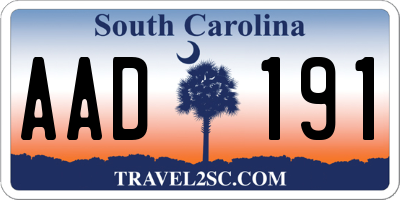 SC license plate AAD191