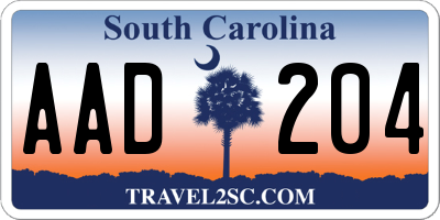 SC license plate AAD204