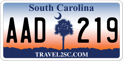 SC license plate AAD219