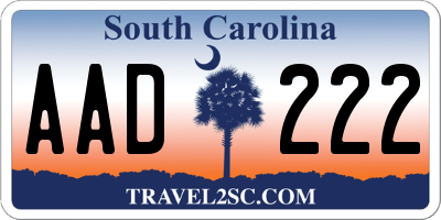 SC license plate AAD222