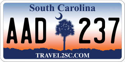 SC license plate AAD237