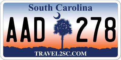 SC license plate AAD278
