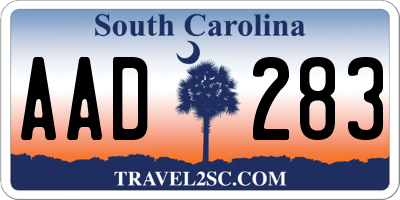 SC license plate AAD283