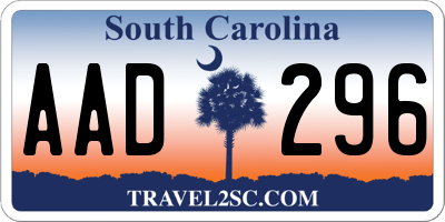 SC license plate AAD296