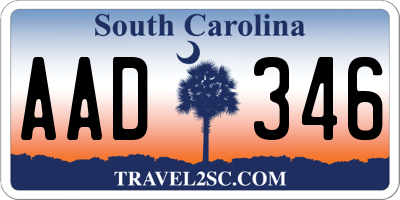 SC license plate AAD346