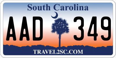 SC license plate AAD349
