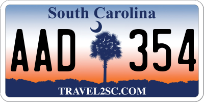 SC license plate AAD354