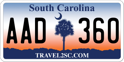 SC license plate AAD360