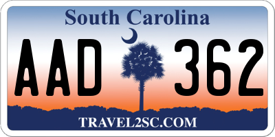 SC license plate AAD362