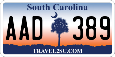 SC license plate AAD389